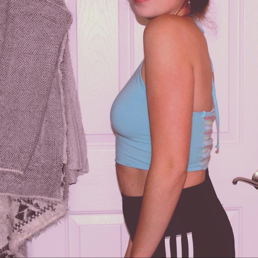 Light blue adjustable crop top